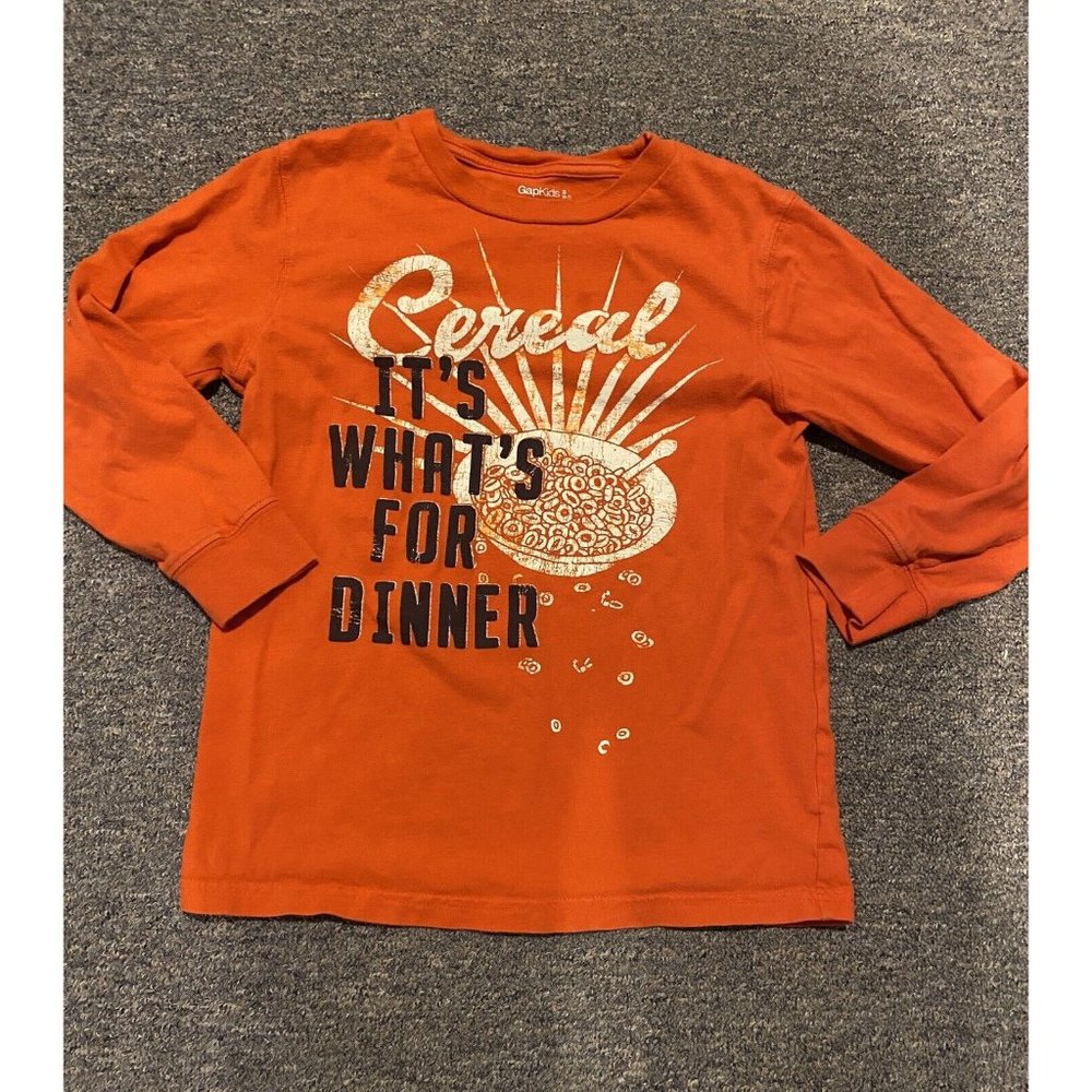 GAP Kids Cereal It’s Whats for Dinner S 6 7 Orange Long sleeve Shirt
